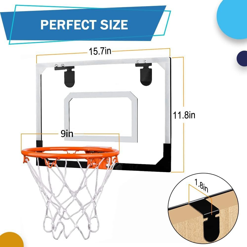 Mini Basketball Hoop for Kid Toddler Adult Toy, over the Door Basketball Hoop with 4 Red Rubber Balls, Space Saving, Office Door Wall Pool Bedroom Sport Party Favors for Boy Girl Age 3+ 4 5 6 7 8 image number 4