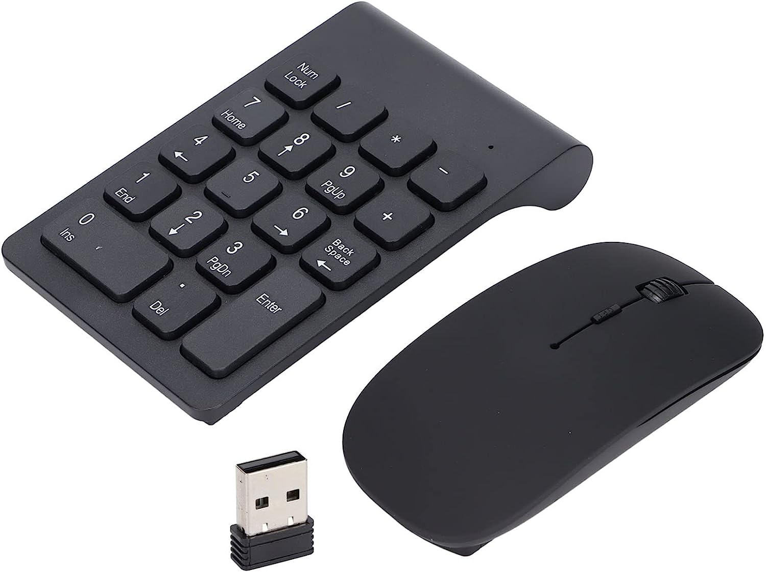 Wireless Number Pad and Mouse Combo, Portable Ultra Slim 2.4Ghz USB Wireless 18 Keys Numeric Keypad and Mouse Set for Laptop, Notebook, Desktop, PC Computer, Plug and Play, Black image number 5
