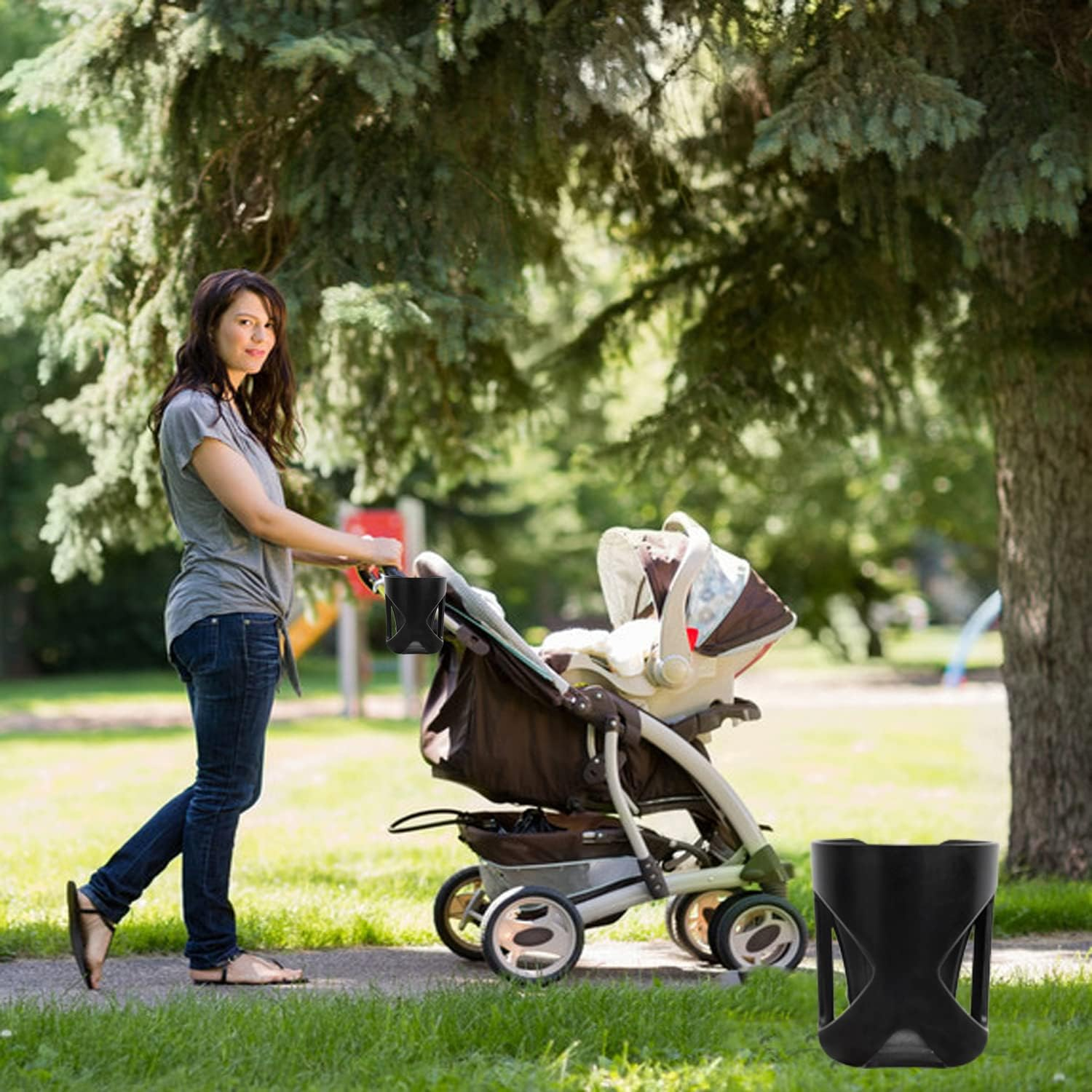 Stroller Cup Holder, 360 Degrees Rotation Bike Cup Holder, Stroller Cup Holder, Large Caliber Designed Cup Holder for Walker, Bike, Wheelchair, Walker, Scooter. (Black) image number 3