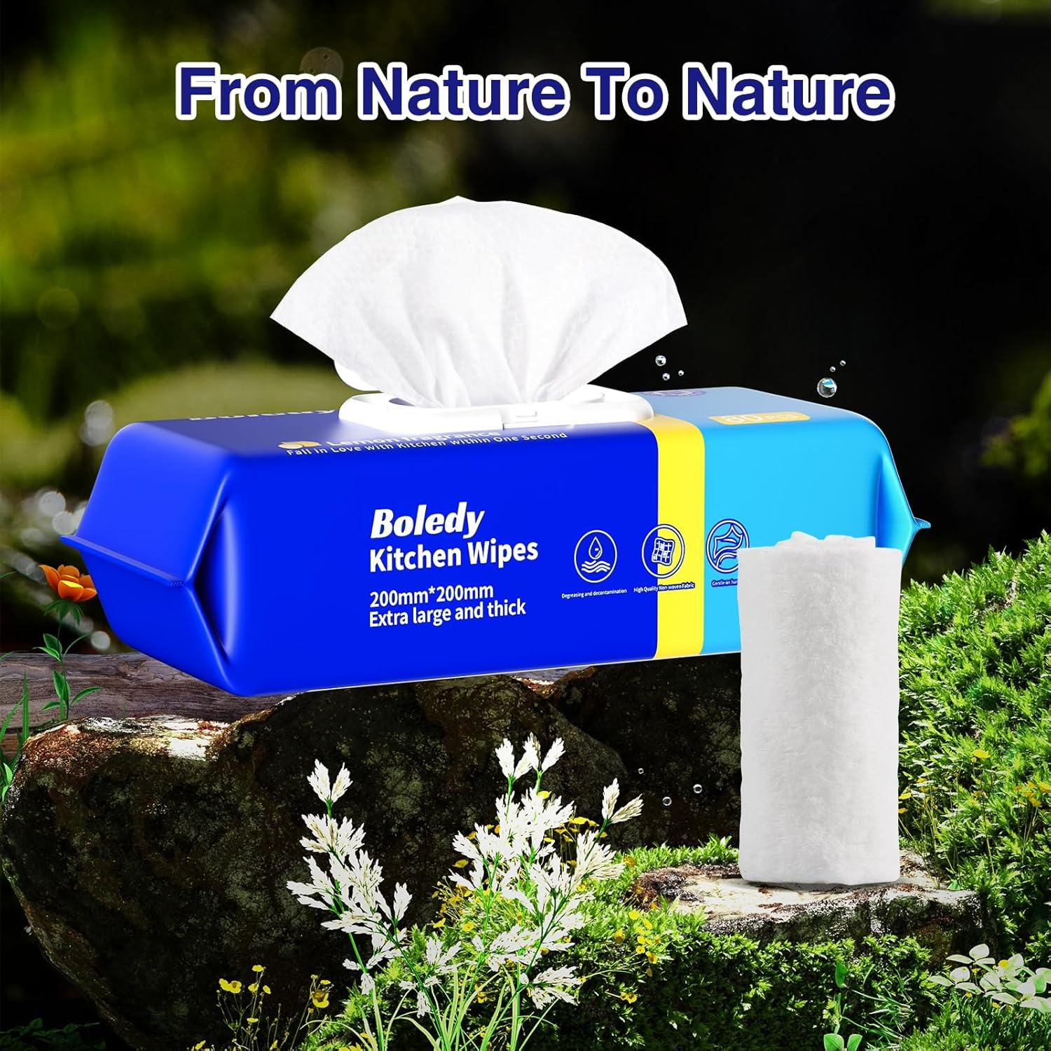 480 Count Extra Large Kitchen Wipes, Antibacterial Disinfectant Lemon Scent, Heavy-Duty Degreasing & Decontamination Multi Functional Household Cleaning, Non Woven Fabric(Pack of 6) image number 4