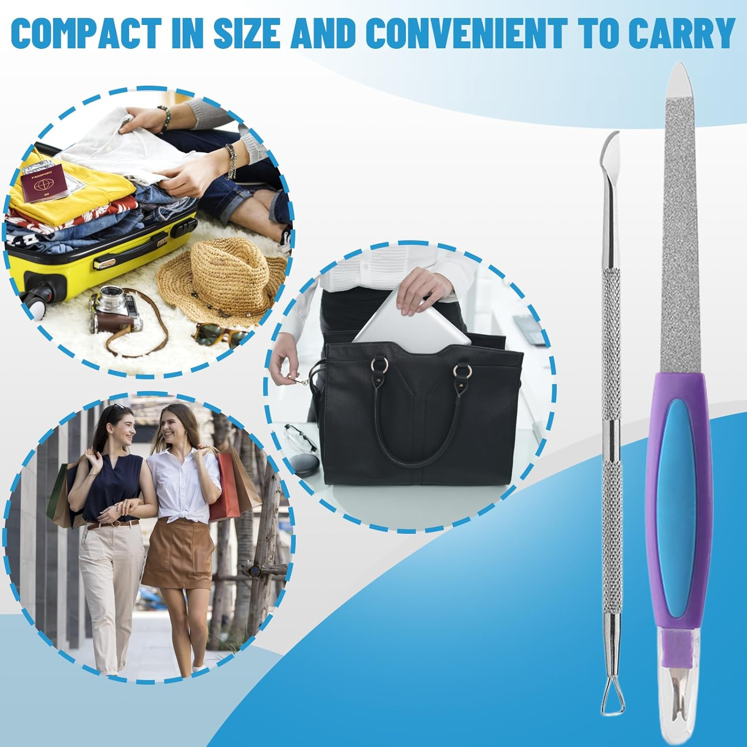 Nail Files, Steel Nail File for Thick Nails, Ingrown Nails, Fungal Nails, Metal Nail File, Dual-Ended Toenail Lifter for Natural Nail Care, with a Double-Headed Cuticle Pusher image number 6