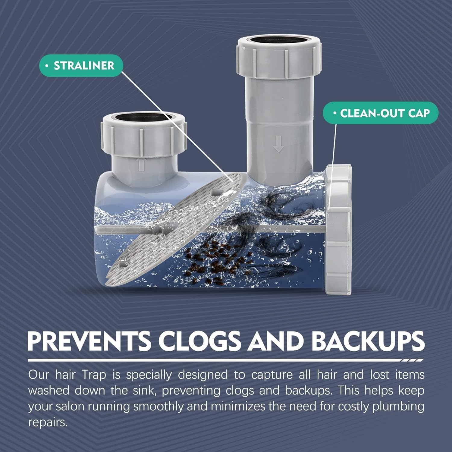 Lukloy 2Pack Professional Salon Hair Trap for Backwash Shampoo Bowl Sink, Universal PVC Catch All Hair P Trap Easy Clean image number 4