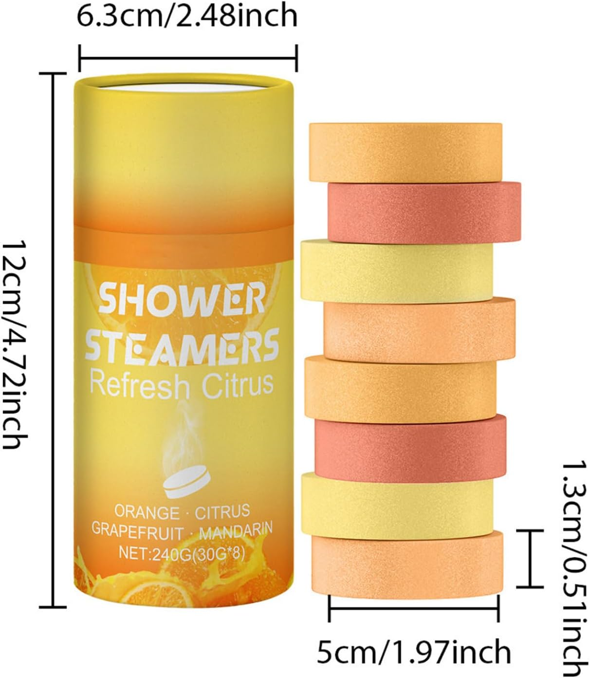 Hedmy 8 Pack Citrus Shower Tablets Aromatherapy Bath Steamer Tablets for Relaxation and Fresh Scent Yellow One Size image number 3