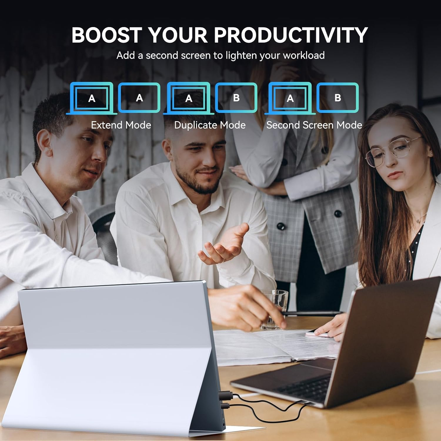 Touchscreen Portable Monitor,16 Inch 1200P Metal Ultra-Thin Portable Display, with Leather Case and Travel Bag Monitor, HDMI USB C External Display, Suitable for Laptop Xbox Switch image number 2