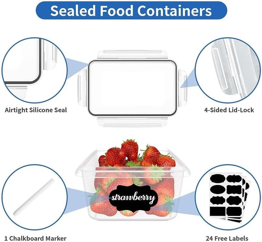 24 Pack Food Storage Containers with Airtight Lids, Meal Prep Containers, Bento Boxes for Lunch - Food Container, Freezer Containers, Fridge Organiser for Kitchen Organisation image number 1