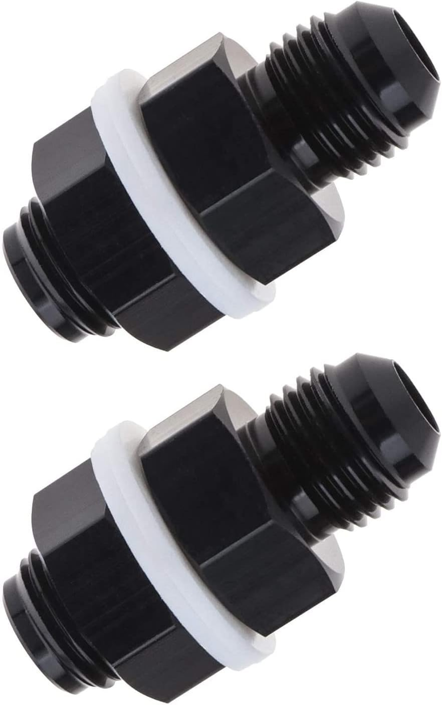 2 Pcs AN6 Bulkhead Adapter Fitting Aluminum Anodized for Fuel Line to Fuel Cell Tank Pump Connection Set image number 4