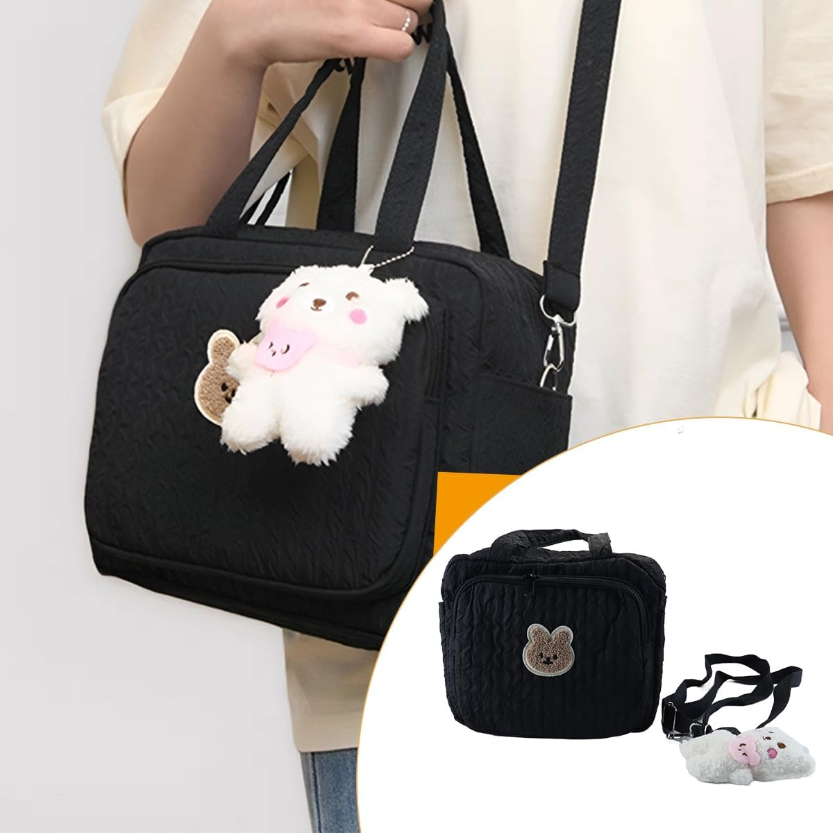 Newborn Nappy Changing Bag with Pendant Portable Travel Diaper Tote for Pram Adjustable Strap Mum Dad Waterproof Organizer Insulated Pockets