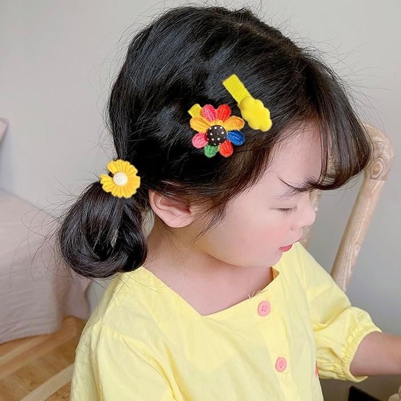 28PCS Baby Girls Hair Clips, Colourful & Cute Hair Accessories | Multicolour, Rainbow, Flowers, Animals, Candy, Fruit - Yellow image number 3