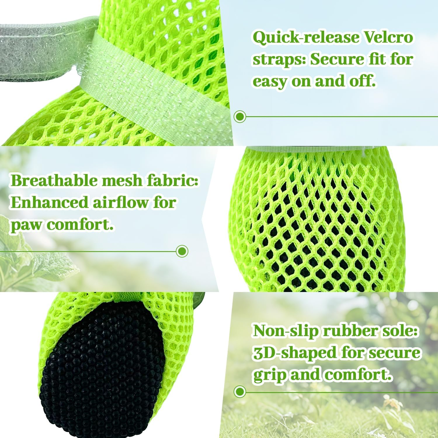 RUGBOL 2 Pair Dog Sock, Dog Shoes Soft Mesh Boots Reflective Breathable Soft for Walking Injured Paws for Hot Weather (L)