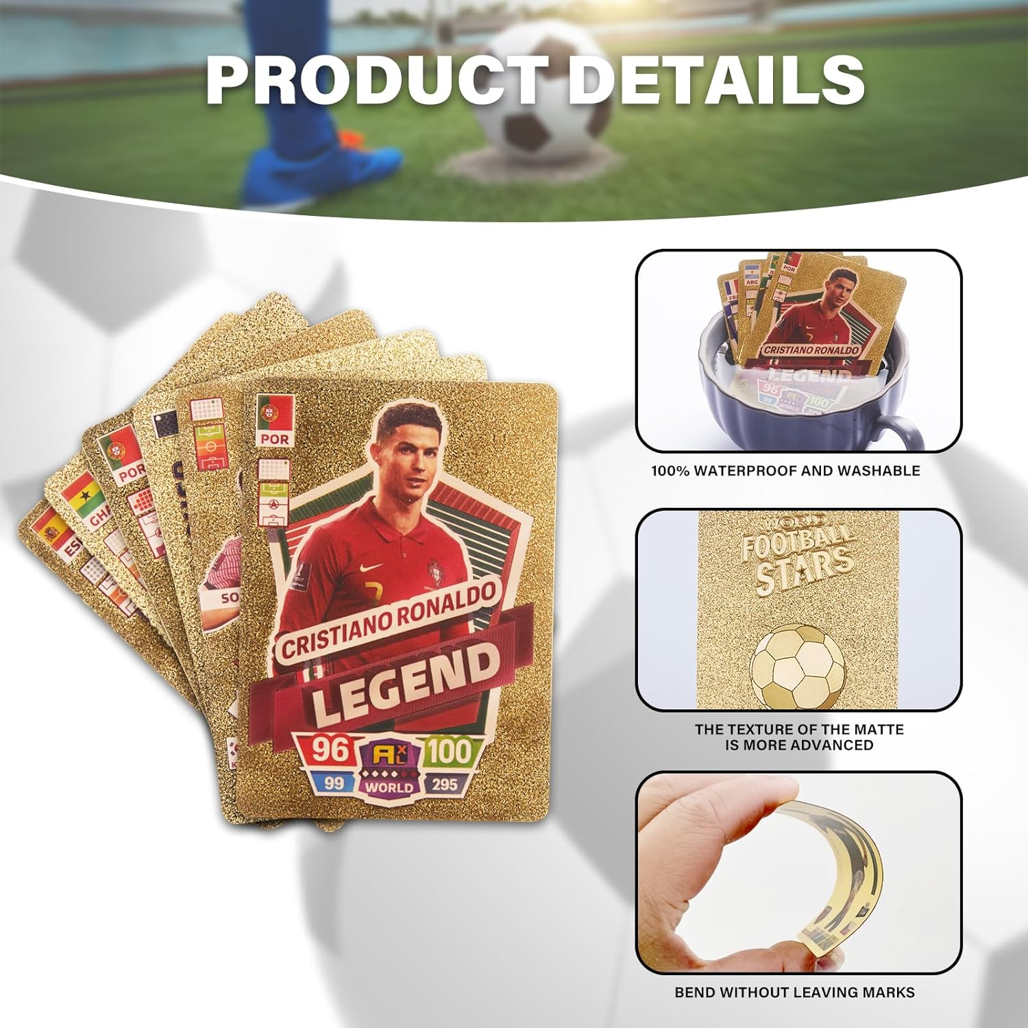 2022/23 World Cup Soccer Star Card - 55 Cards per Box, Value Box, Collection Card, No Duplication, Not Original (Gold) image number 1