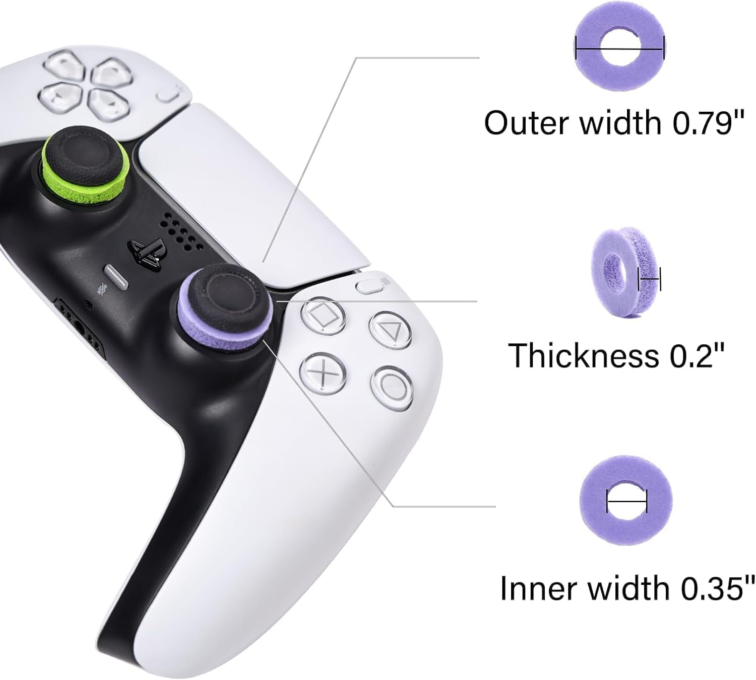 MOLOPPO 8PCS Precision Rings for Xbox，Precision Rings for Ps5，Gaming Accessories for Ps4,For PS5, for PS Portal, for Xbox One, for Playstation 5 Accessories(Black/White/Purple/Green) image number 2