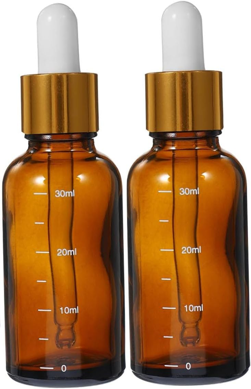 20Ml and 30Ml Refillable Glass Dropper Bottles with Graduated Pipette Oil and Cosmetic Storage Jars for Travel, Home, or Lab Use 4 Pcs.