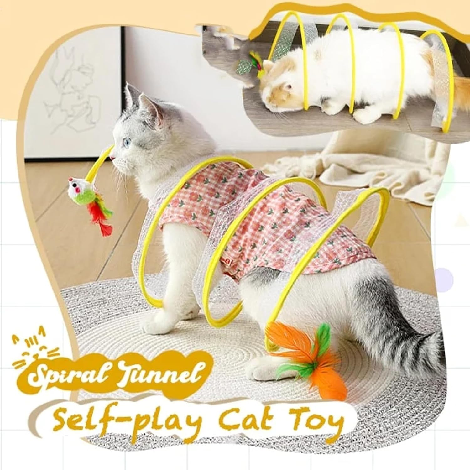 Self-Play Cat Hunting Spiral Tunnel Toy, Cat Tunnels for Indoor Cats, Cat Spring Toy, Spiral Tunnel Cat Toy, Cat Spring Toy Cat Spiral Tunnel Toy for Indoor Cats Play (D) image number 4