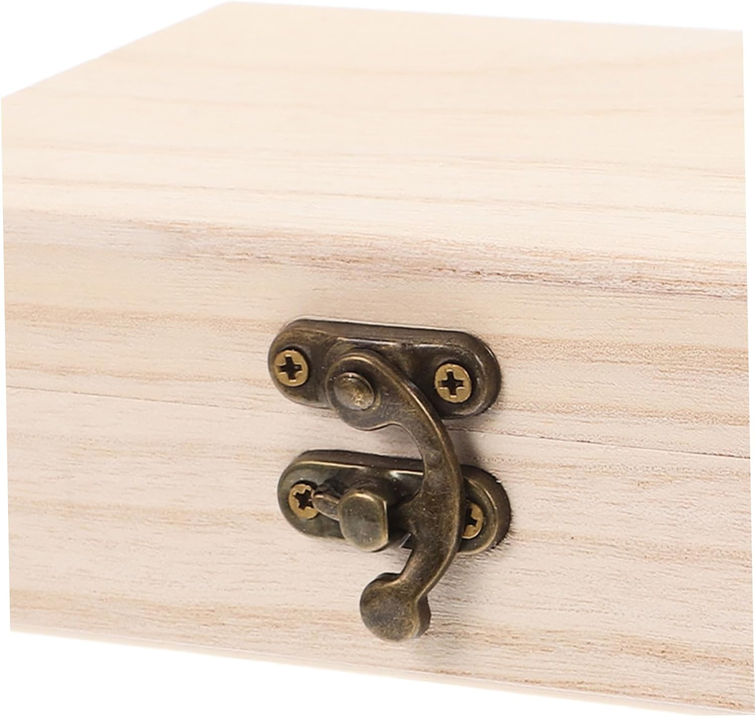 Wooden Storage Box DIY Craft Rectangular Unfinished Wood Box for Keepsakes Home Decor Jewelry Storage Lock image number 4