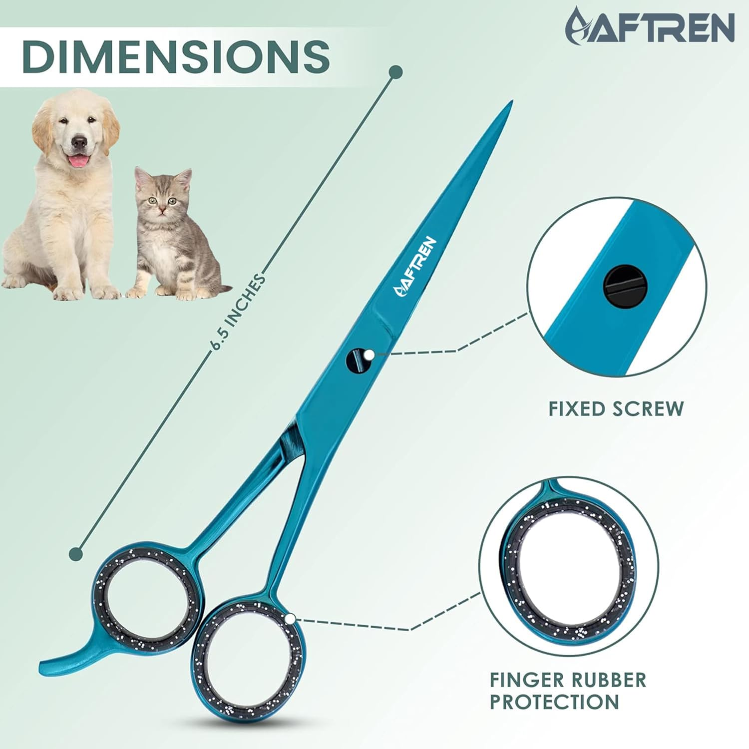 7.5 Inch Curved Dog Grooming Scissors with round Tips, Professional Pet Grooming Scissors J2 Stainless Steel for Dogs and Cats (Blue, 6.5 Inches) image number 2