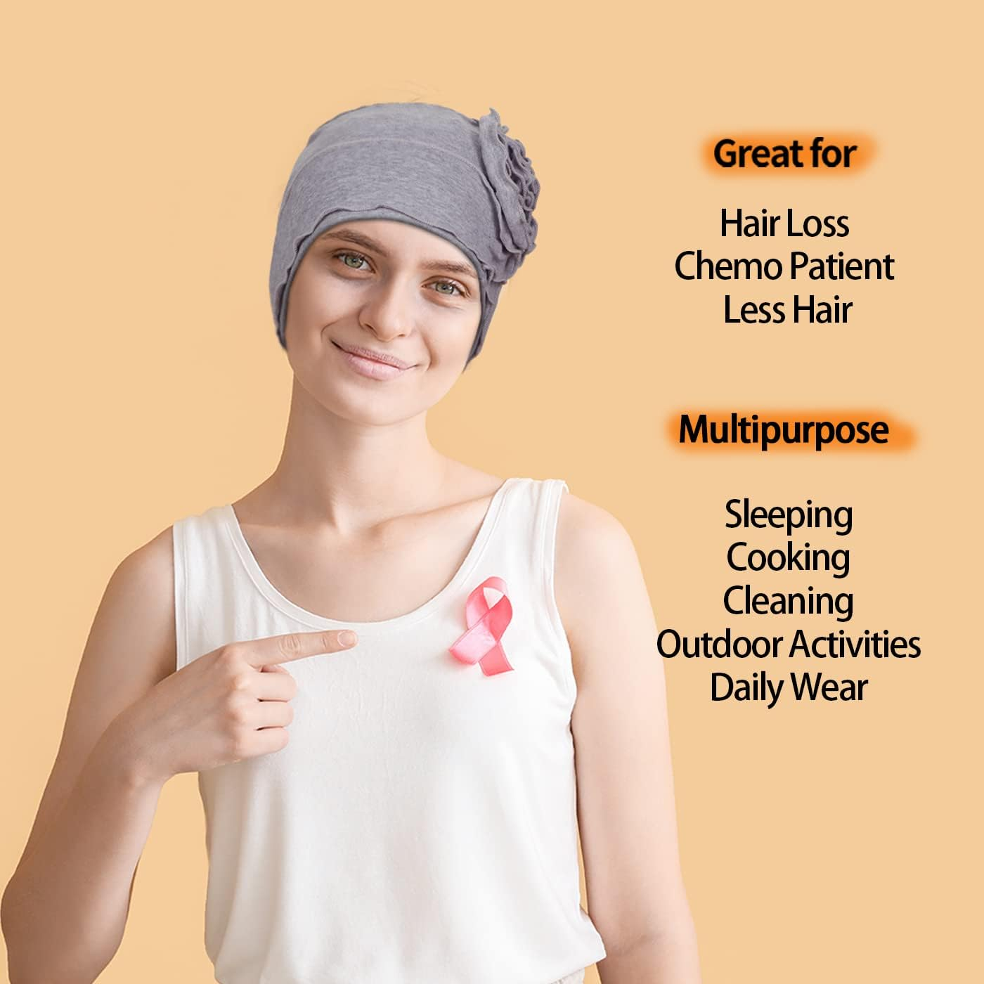 Dumrotite 4 Pieces Cotton Chemo Headwear for Women, Breathable Cancer Headwear Elastic Chemo Hats for Women with Hair Loss