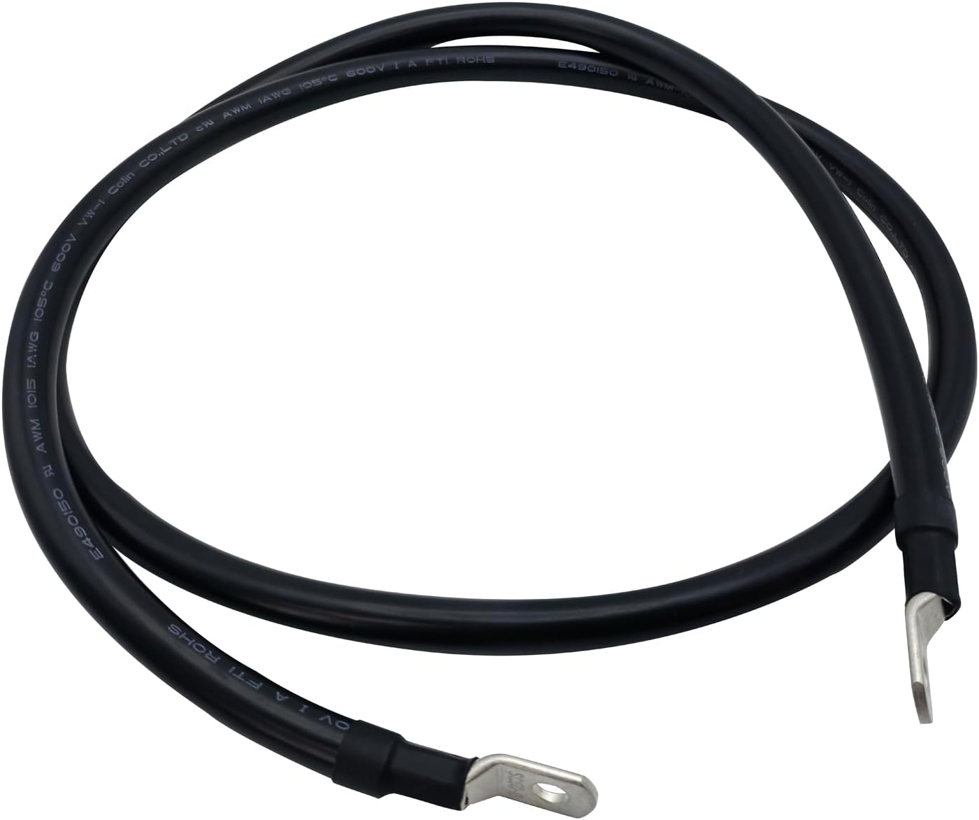 1.5M 1AWG Connector Cable Power Wire Black M8 Lug on Both Ends Superior Corrosion Resistance Inverter Car RV Marine