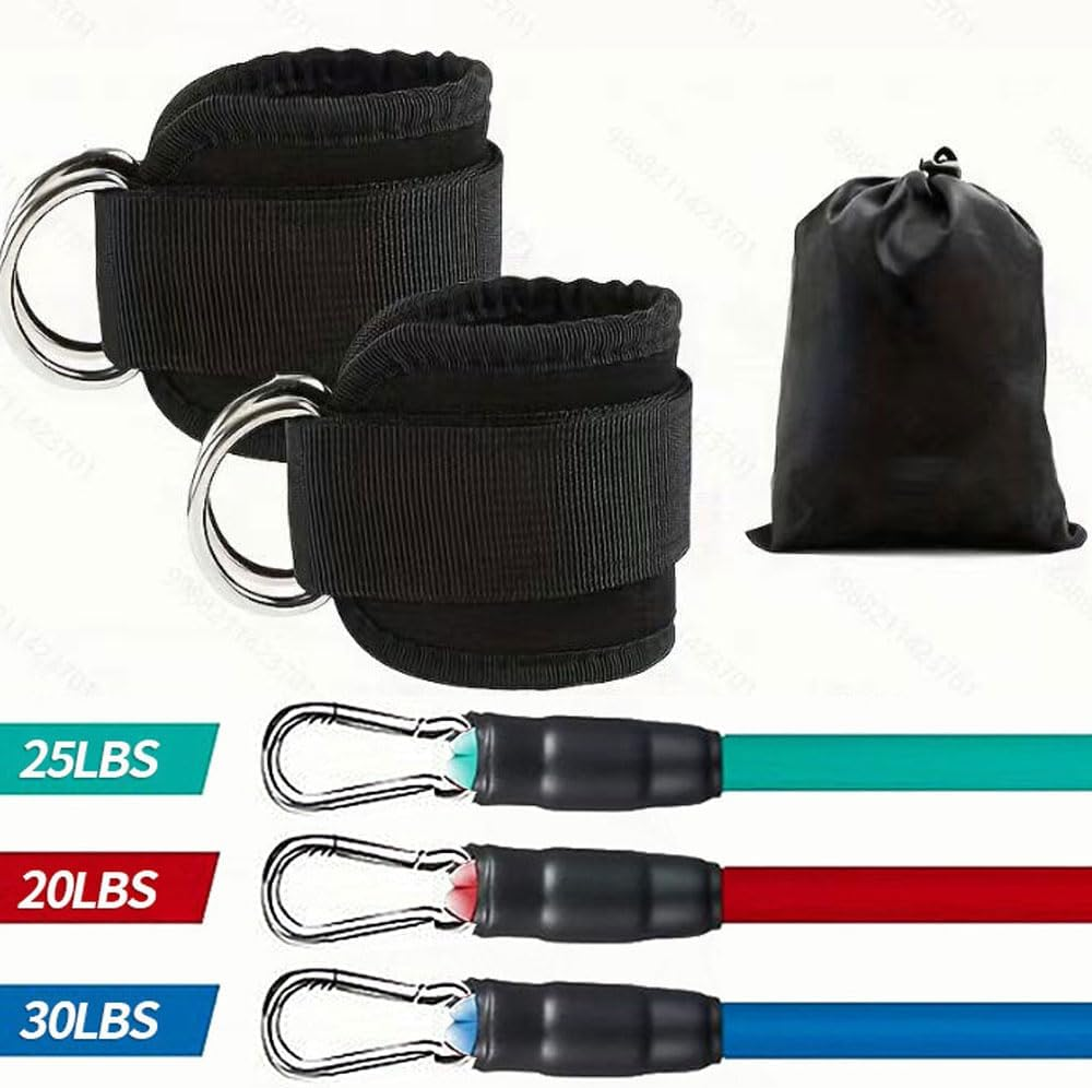 Fitness Ankle Trainer with Two Straps for Leg and Buttocks Exercises, Ankle Band Fitness Equipment for Legs, Glutes - Black 01 image number 3