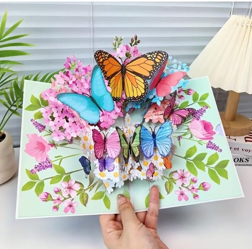 Absolutely Yours Mothers Day Card. Card for Mum, 3D Pop-Up Butterfly Greeting Card &ndash; Handmade Floral Design with Multiple Delicate Butterflies for Birthdays, Mother'S Day, Anniversaries & Special Occasions