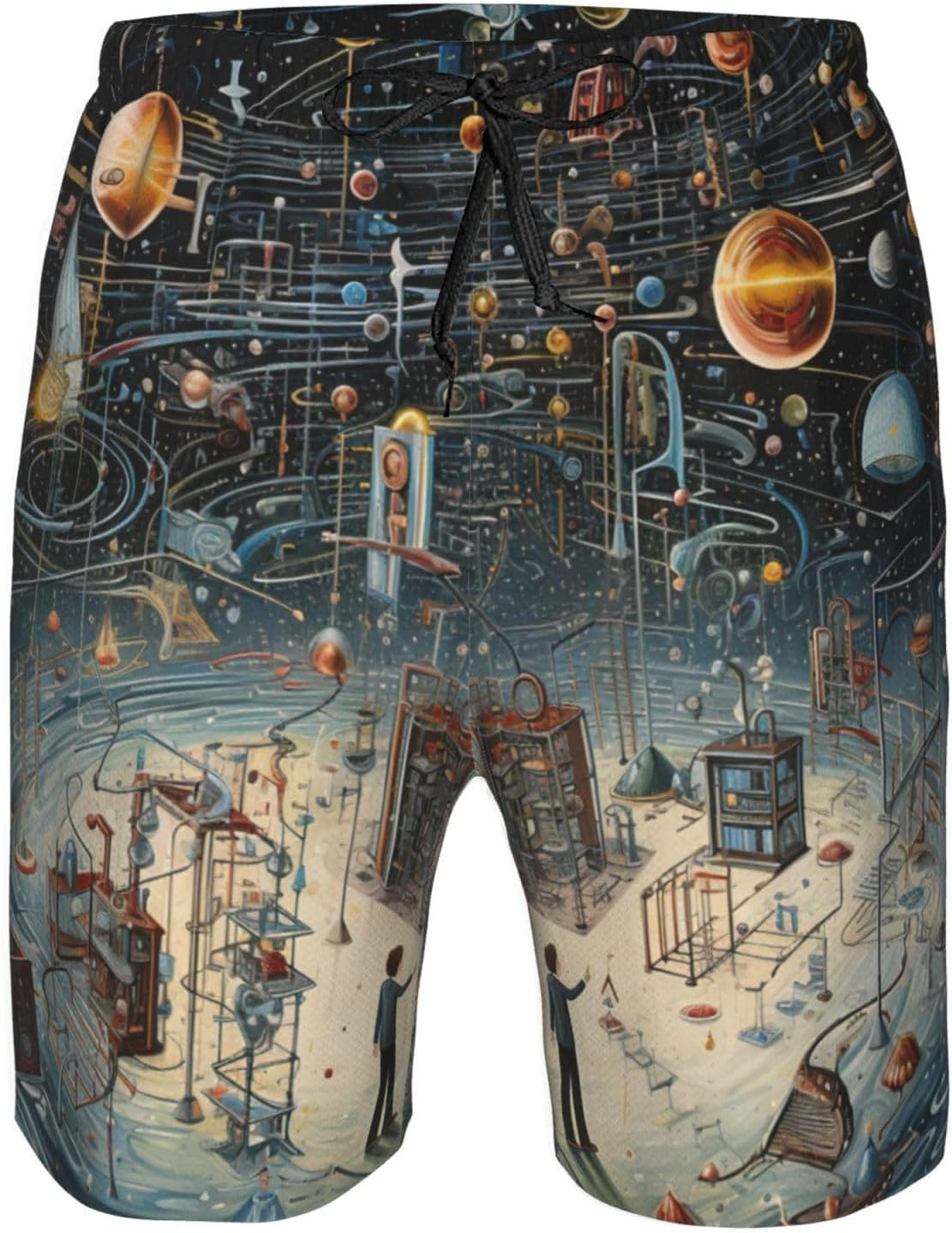 WURTON Physics Print Print Men'S Beach Shorts Hawaiian Summer Holiday Casual Shorts with Drawstring, Quick Dry image number 3