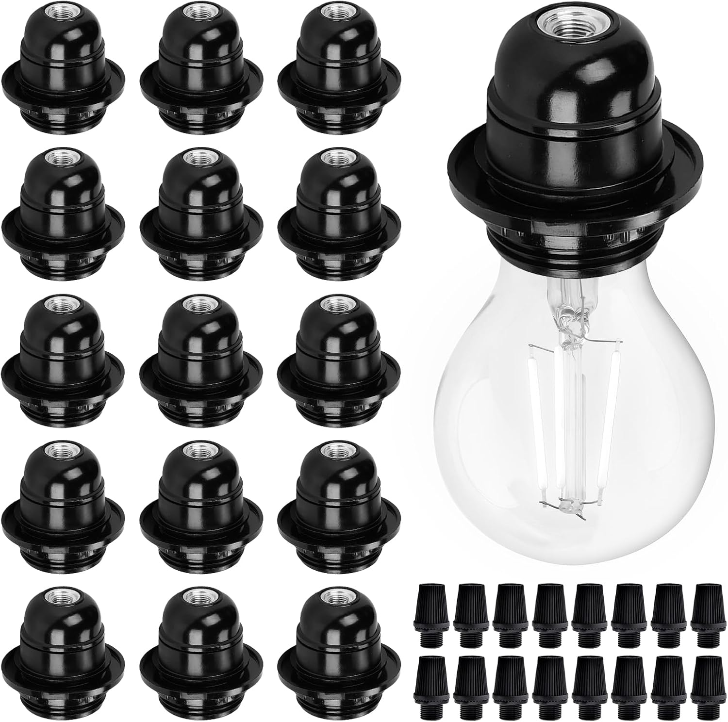 16 X E27 250 V 4 a Plastic Bakelite E27 Bulb Holder for Ceiling Lamp, Table Lamp, Floor Lamp, Chandelier, Black image number 1