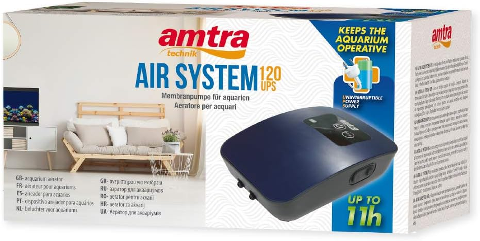 Amtra, Air System Luftpumpe F&uuml;r Aquarium, Bel&uuml;fter F&uuml;r Aquarium, Life Saver Funktion image number 1