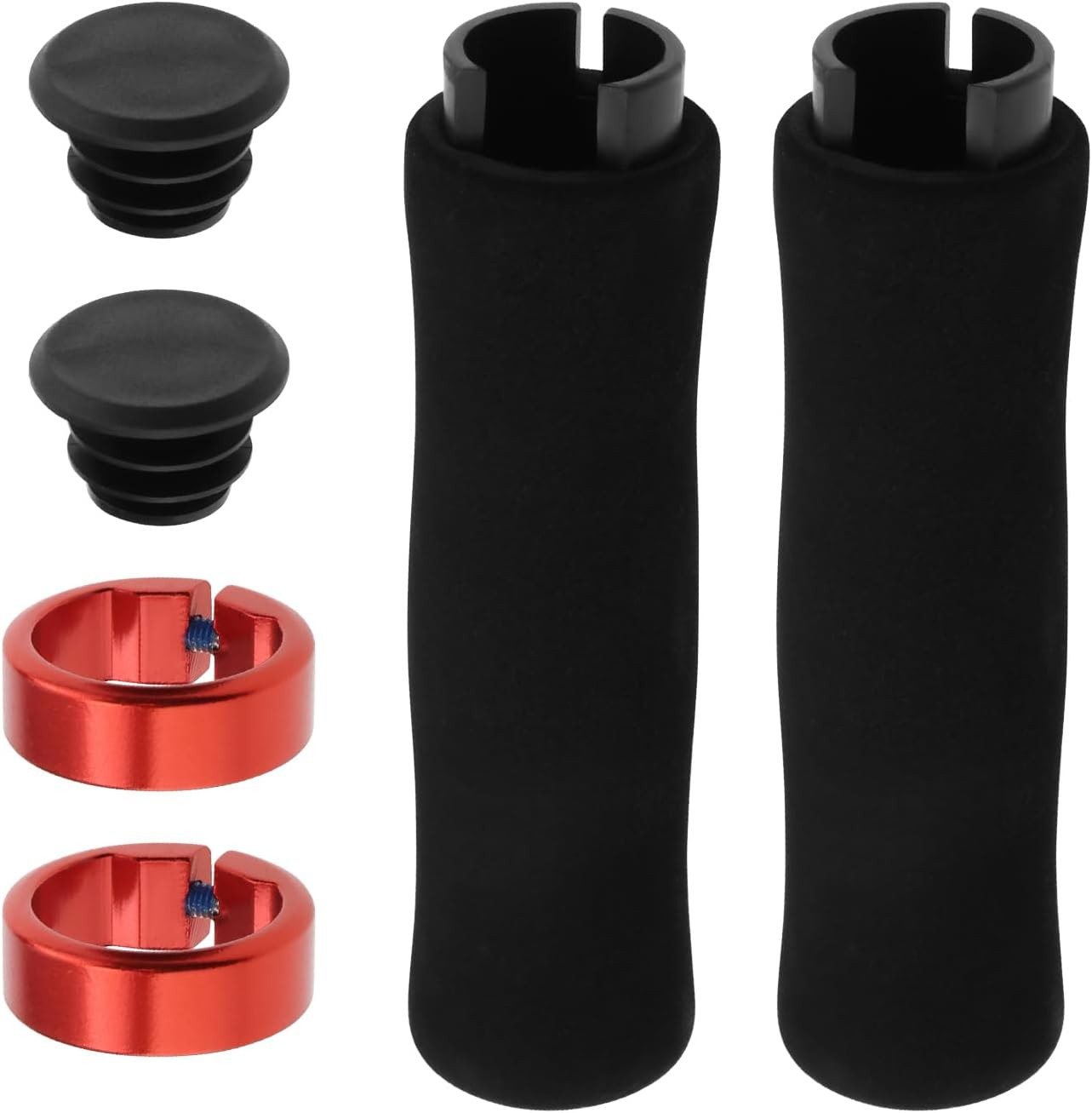 Emsea 1 Pair Foam Handlebar Grips Single Locking Bicycle Handlebar Grips Suitable for Handlebars Diameter 22Mm Bicycle Mountain MTB Grip(Red) image number 4