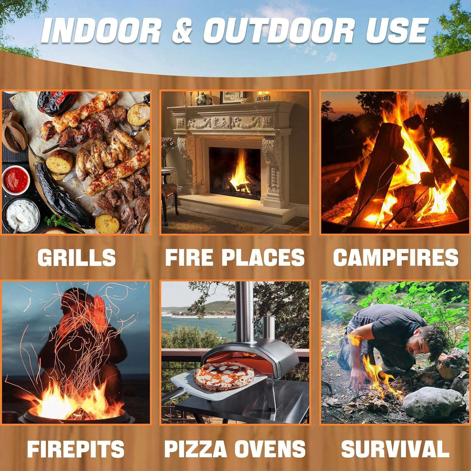 40 Piece Fire Wood Color About:5X2Cm for Fireplace, Stove & Wood, Fire Pit,Smoker, Bbq,Chimney, Pizza Oven image number 1