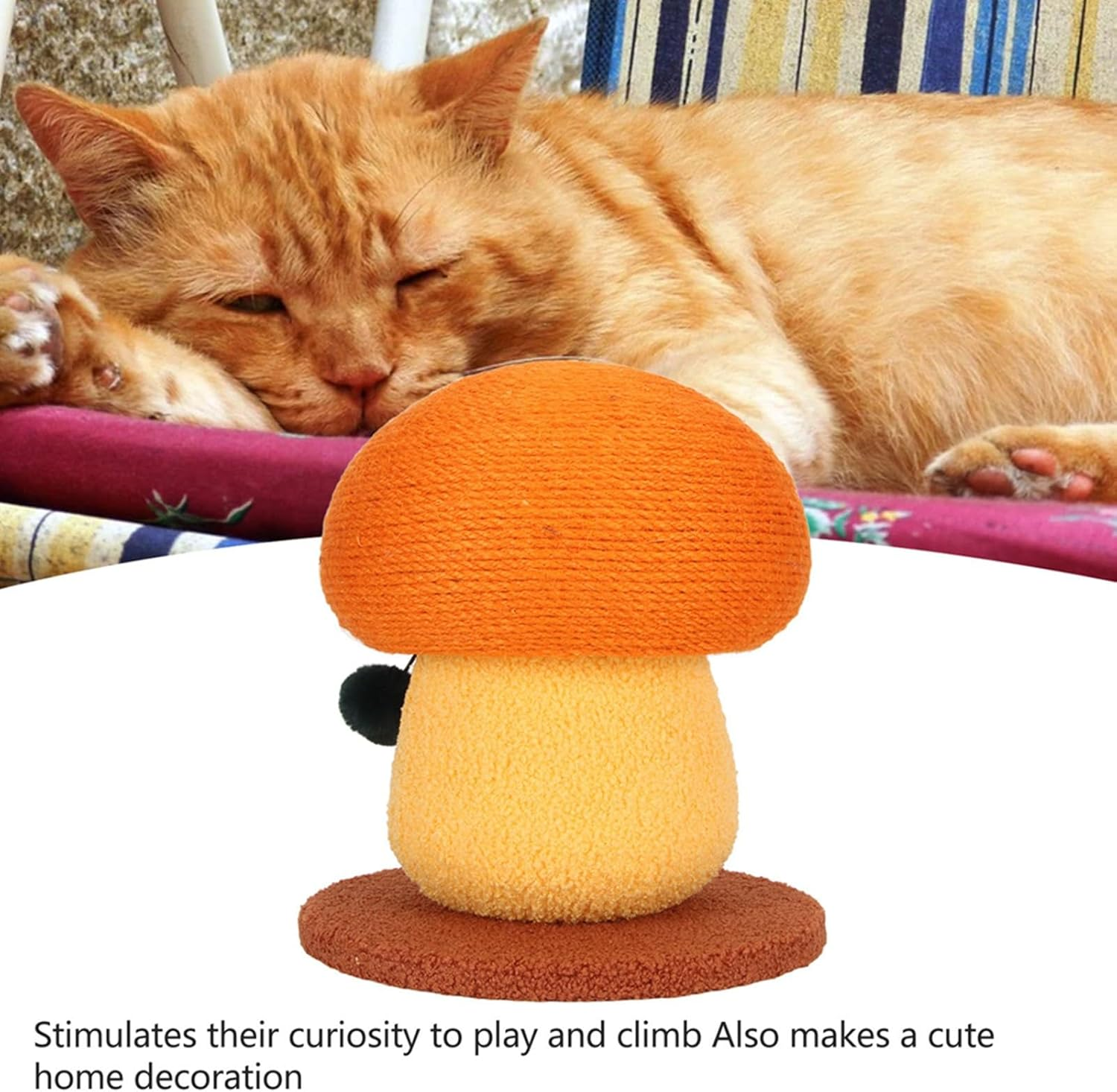 Cat Scratching Post, Claw Grinding Scratch Resistant Mushroom Shape Sisal Tall Kitten Scratcher, Durable Grinding Claws Cat Scratch Post for Indoor image number 3