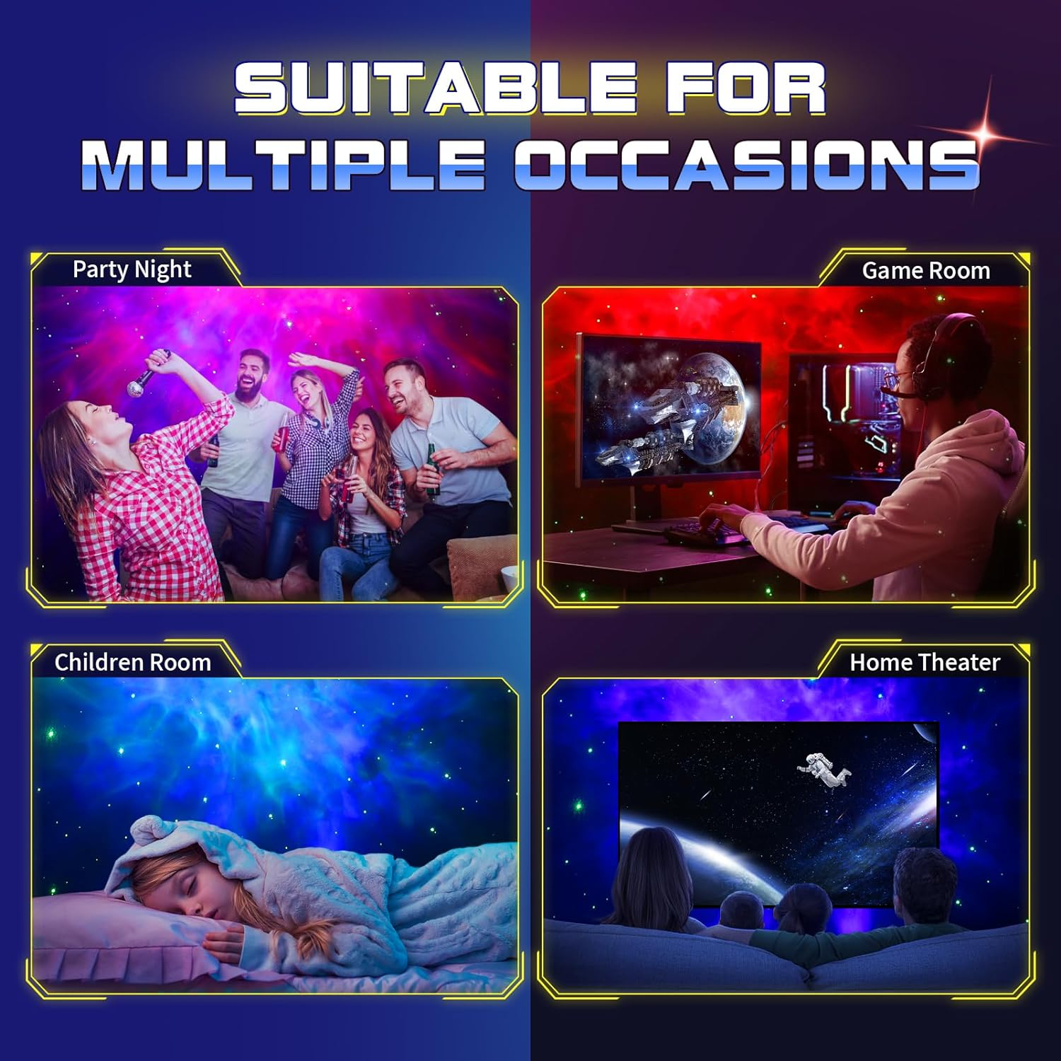 Astronaut Star Projector Night Light - JUIARA Space Projector Galaxy Starry Nebula Ceiling Projection Lamp with Timer, Remote and 360&deg;Adjustable, for Kids Adults, Gaming Room Decor for Bedroom