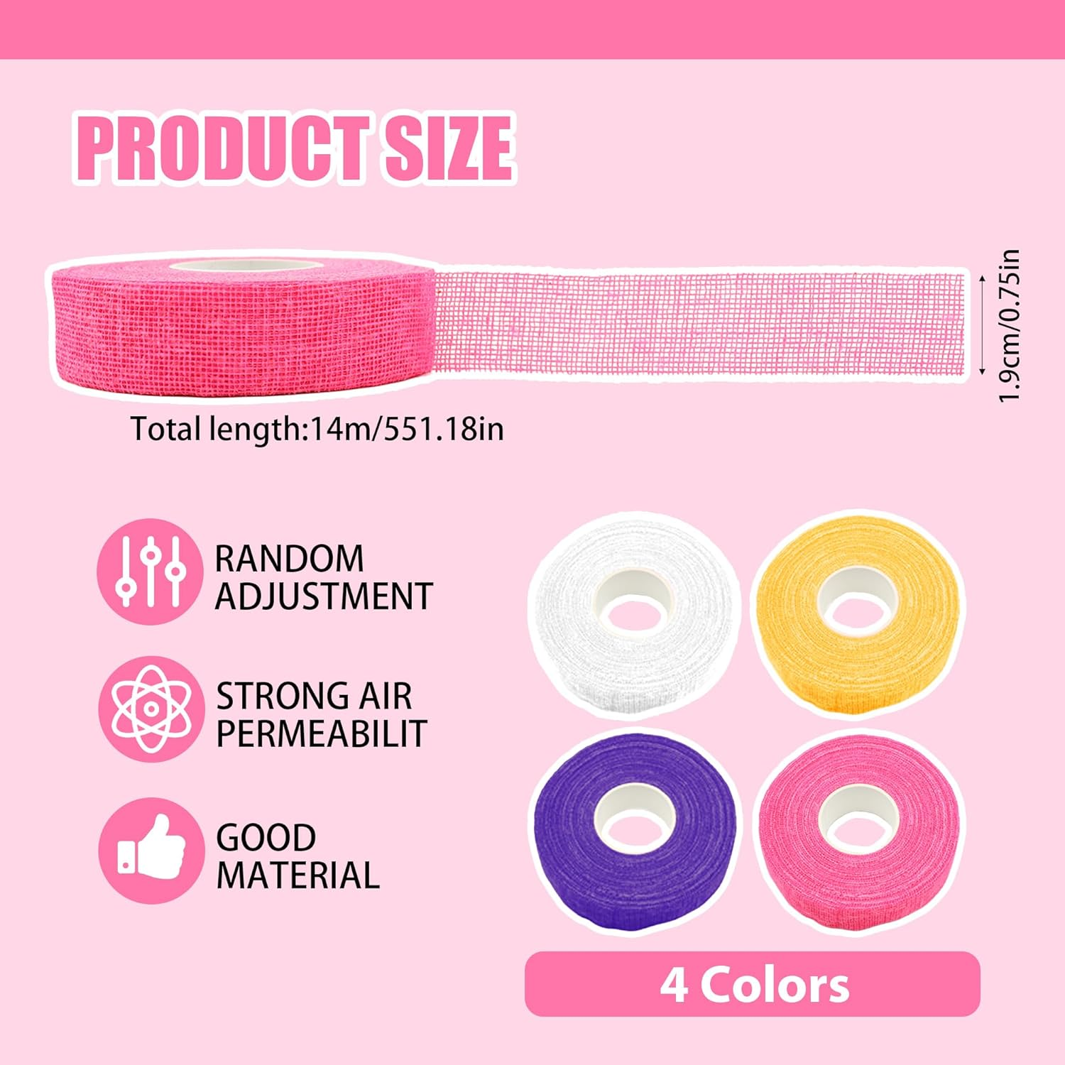 4 Colors Sewing Finger Protector, Self Adhesive Fingertip Tape for Hand Embroidery, Breathable Cotton Finger Protectors for Sewing, Knitting, Crafting, Quilting image number 3