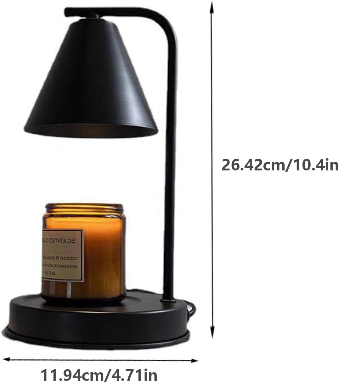 Black Flameless Candle Warmer for Large/Small Jar Candles &ndash; Adjustable Timer & Dimmable Bedside Lamp with 2 Bulbs, Electric Wax Melt Warmer for Home Fragrance & Ambience image number 1