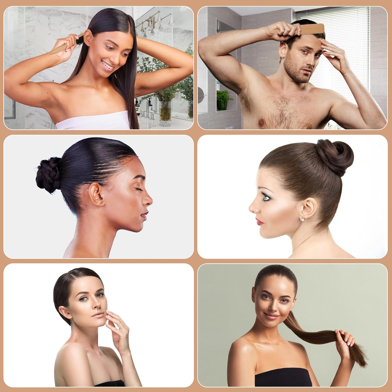 OWIIZI Slick Back Hair Brush for Smoothing Ponytail, Soft Boar Bristle Styling Edge Control Brush for Sleek Hair, Wooden Rat Tail Pointed Handle Wax Stick for Hair, Teasing Hair Brush for Men Women image number 3