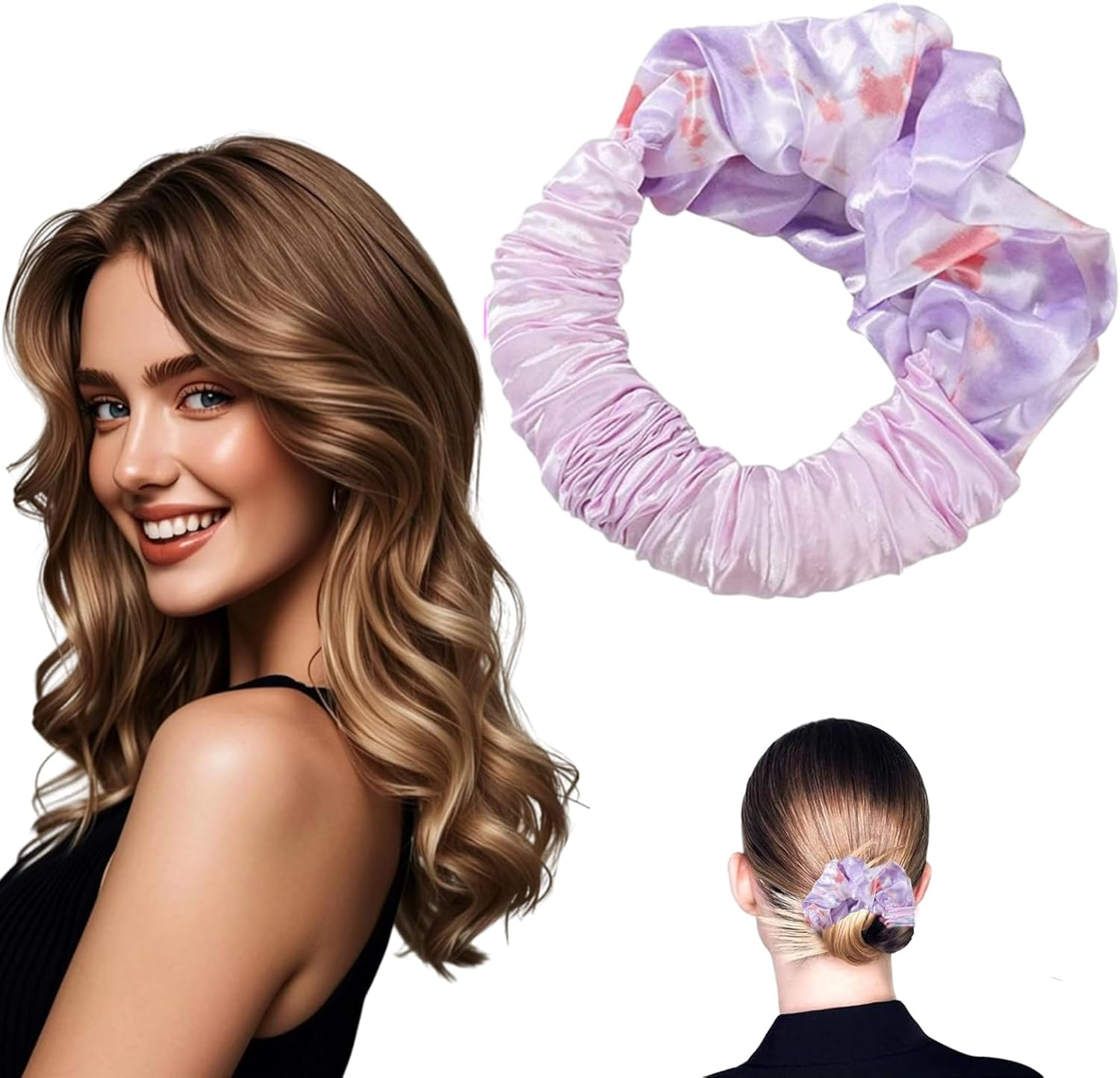 Tressora 1 X Heatless Curls Heat-Free Curl Loop, Velvet Silk Overnight Roller, Curling Iron, Headband for Soft Sleep Loops, Suitable for Long, Thick Hair of Women (Purple) image number 2