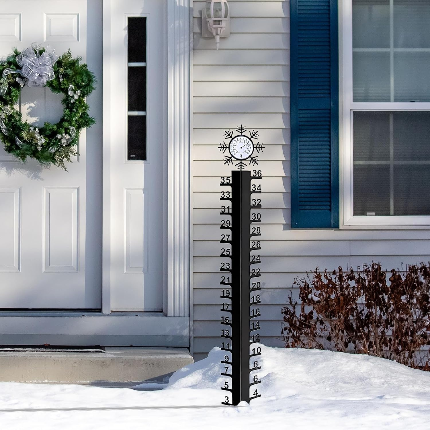 Snow Gauge Outdoor - Accurate Rain Meter Tool,Winter Snowflake Metal Ruler | for Garden Backyard Patio Outdoor Yard Water Winter image number 3