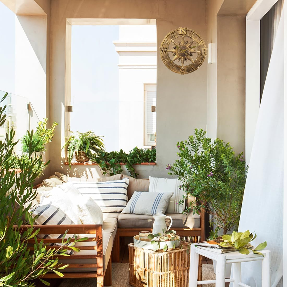 Outdoor Wall Clock, 12 Inch Waterproof Retro Garden Clock for Swimming Pool, Balcony, Patio and Deck, Non Silent (Bronze) - Brone image number 3