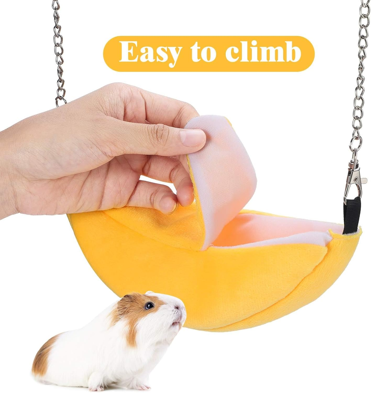 Hamster Cage Accessories Hammock Soft Bed Small Pet House, Small Animals Hideout Hanging House Cage, Nest for Guinea Pig Rat Chinchilla Bearded Dragon Sleep and Play Toy (Yellow) image number 6
