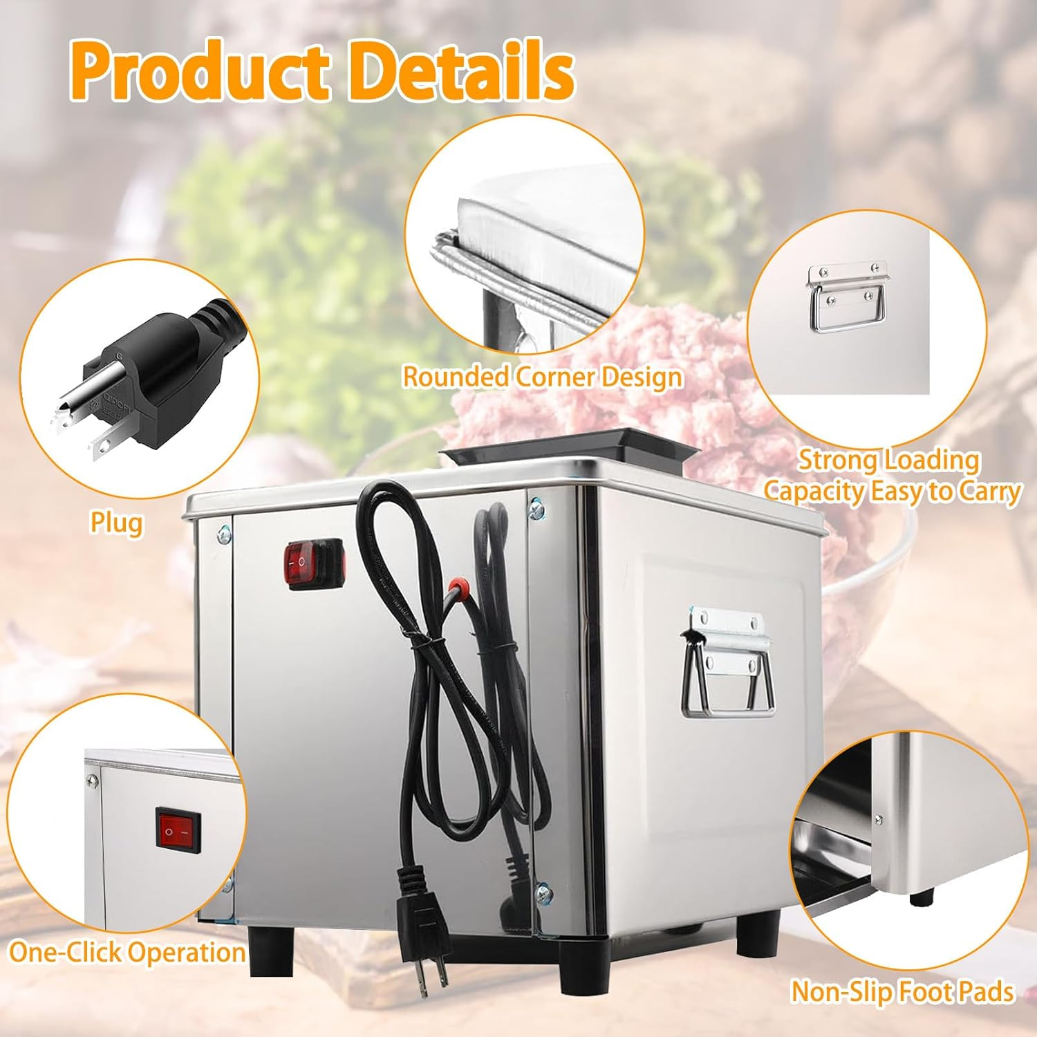 850W Commercial Meat Cutter Cutting Machine Optional Blades from with 5Mm Blade, 850W Electric Stainless Steel Fresh Meat Shredded Slicer Processing Machine 5Mm