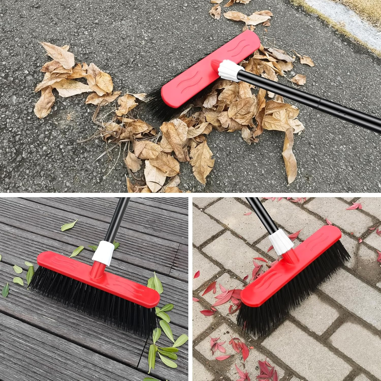 Outdoor Broom Heavy Duty, Stiff Garden Sweeping Brush, Hard Yard Brush with Long Handle for Cleaning Decking Patio(57In) image number 4