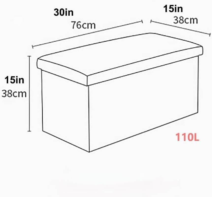 Hbluefat 30 Inches Folding Storage Ottoman, 110L Fabric Linen Footrest Ottoman, Storage Bench for Bedroom,Living Room and Hallway, Support 350Lbs (Beige) - Brown image number 2