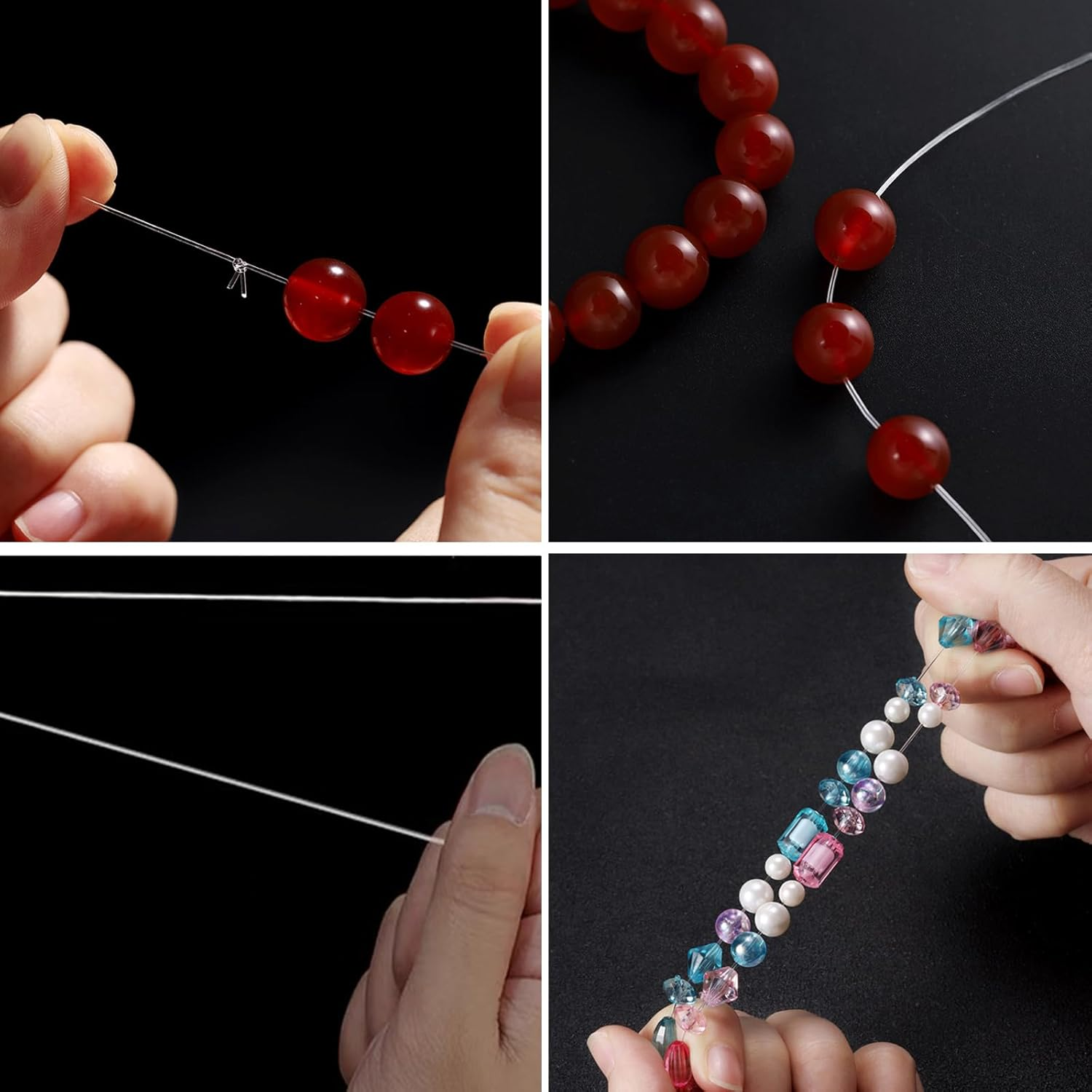 1 Roll 0.4Mm Bracelet Thread Bead Threading Rope Transparent Crystal Elastic Thread Bead Threading (0.4MM,24M) image number 2