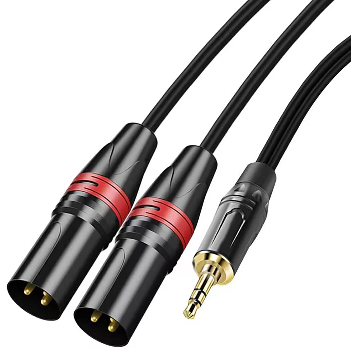 1/8 Inch to Dual XLR Male Y-Splitter Cable, Tunghey Unbalanced 3.5Mm Mini Jack TRS Stereo Aux to Double Male XLR Adapter Interconnect Breakout Patch Cord (1M) image number 3