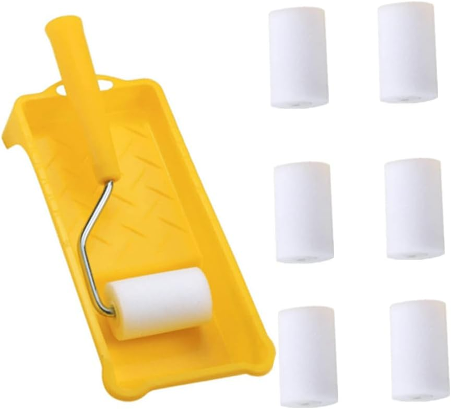 Foam Paint Roller Kit,Small Paint Roller Set,Mini Foam Paint Roller,Painting Decorating Kit,Small Paint Roller with Tray,Foam Paint Roller for Cabinets,Furniture,Stenciling,Art Crafts(8 Piece Set) image number 3