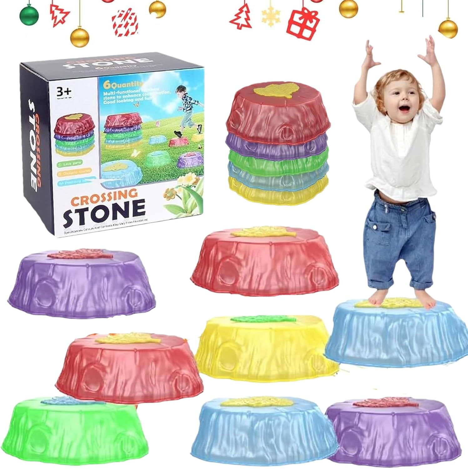 Light up Stepping Stones for Kids, Light up Musical Stepping Stones, Light up Stepping Stones for Toddlers, Light up Musical Stepping Stones for Kids, Non-Slip Balance Stepping Stones Kids (6Pcs)