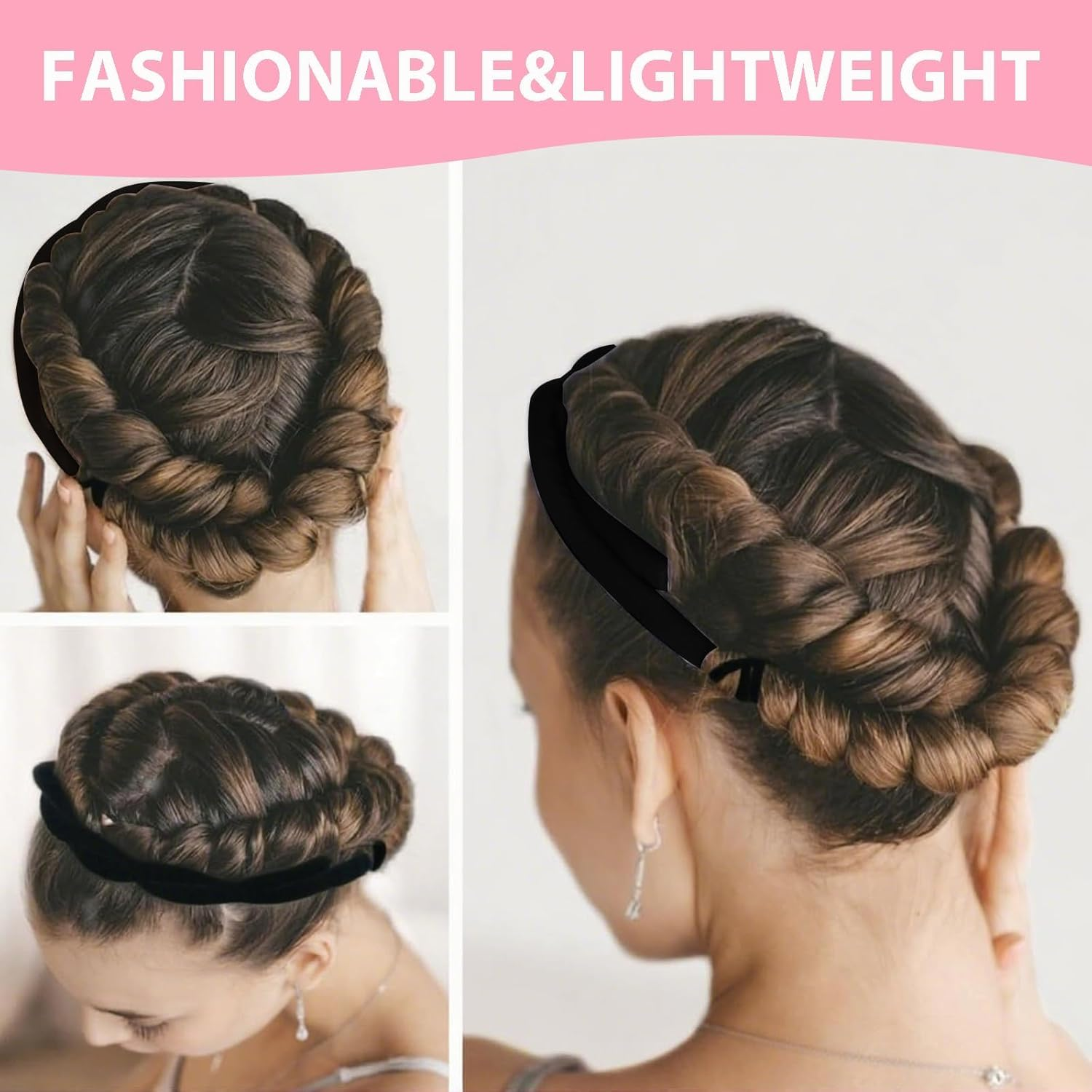 HARY Heat Free Curling Band + 2 Hair Loops + 1 Clip - Heated Satin Curling Headband for Volume & Waves | Heatless Curls for Long & Short Hair | Sleep Comfort (Black) image number 4