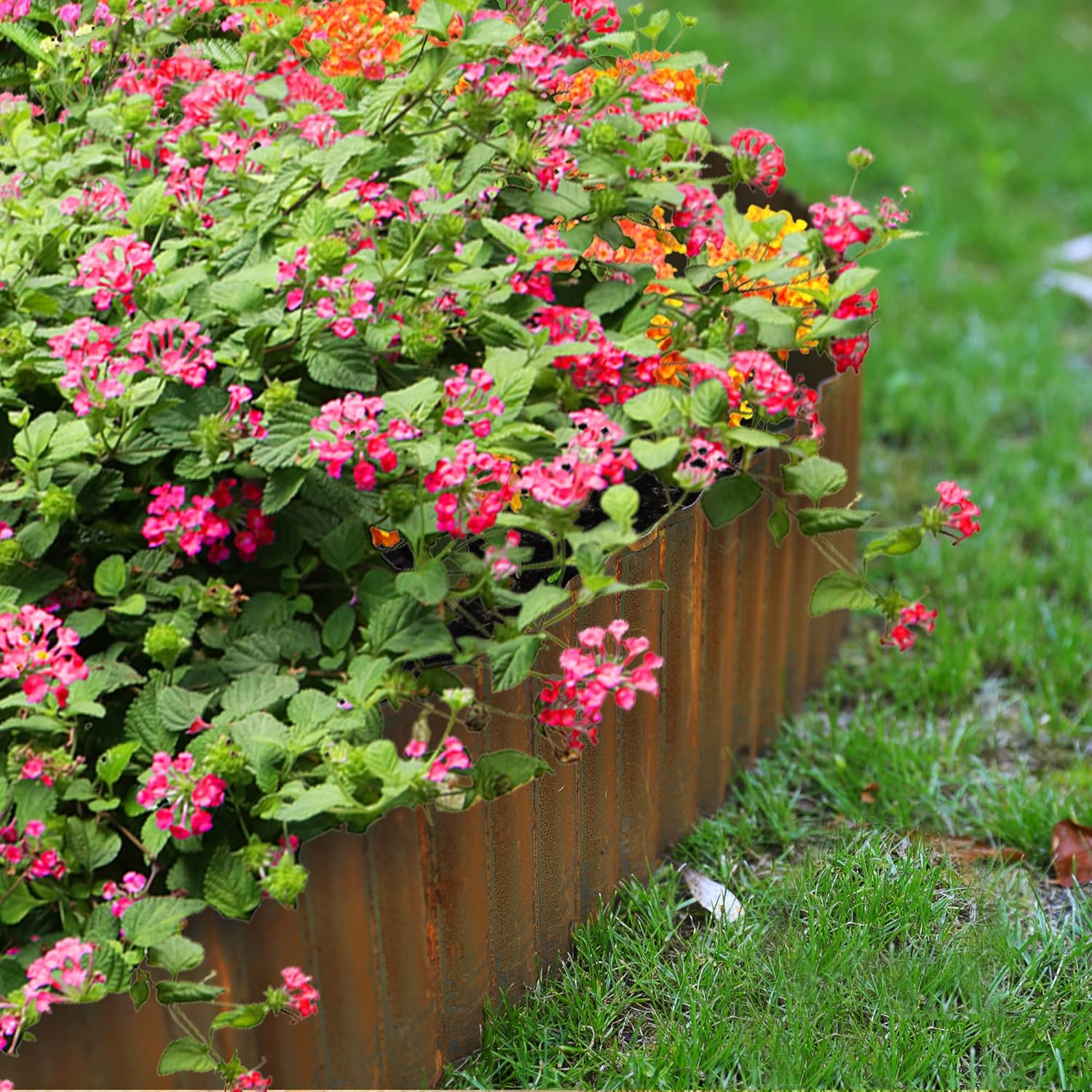 Worth Garden 20 Feet Pre-Rusted Corrugated Edging - 10" H. Sturdy Steel Landscape Lawn Edging - Bendable Metal Long Strips of Garden Border for Raised Flower Bed Tree Surrounds image number 2