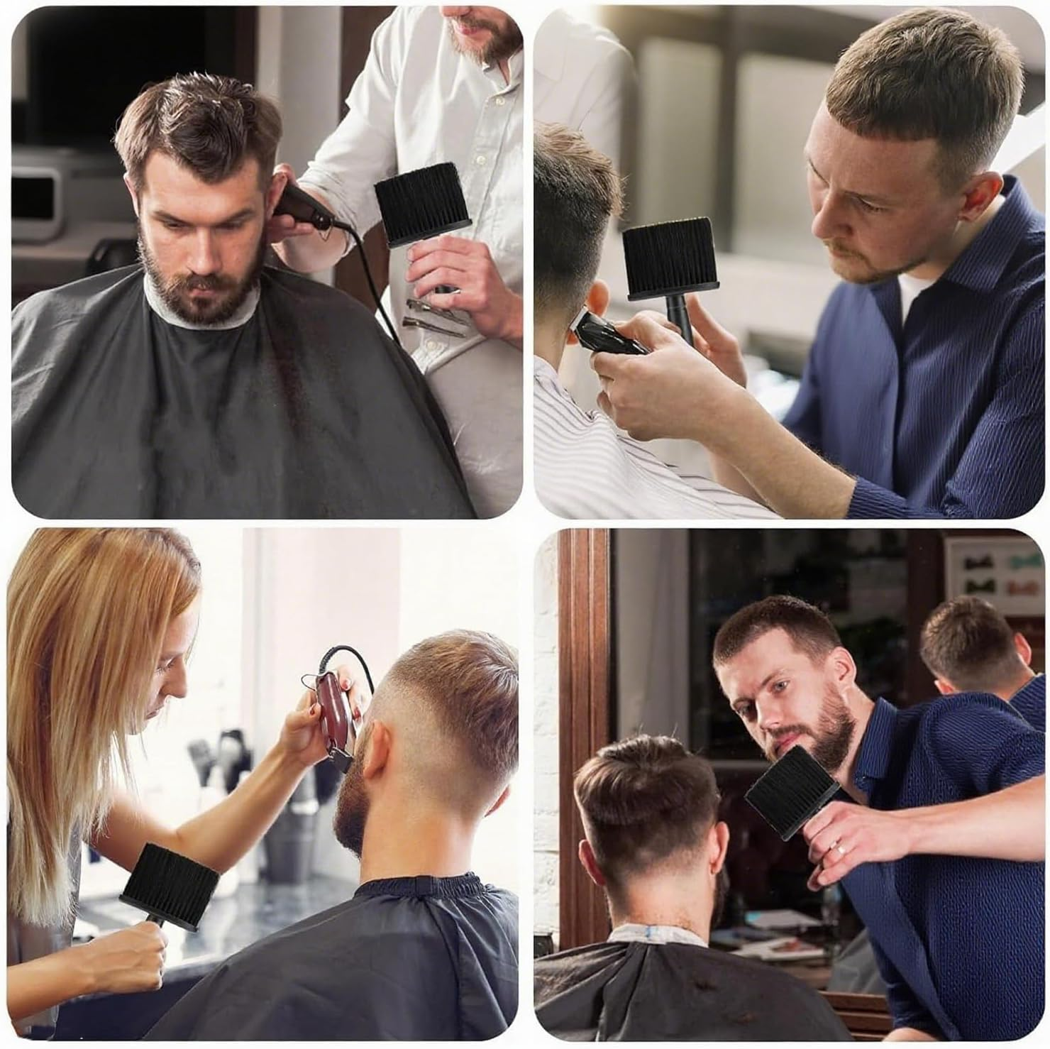 3 Piece Barber Brush Set,Hair Clipper Cleaning Brush,Soft Neck Duster for Brushing off Hair around Neckline & Ears,Cutting Brush,Soft Barber Trimmer Clipper Cleaner Hairbrush,Cleaning Brush image number 5