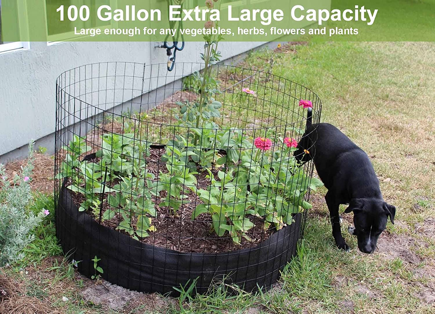 100 Gallon Plant Grow Bags, Heavy Duty Fabric Raised Garden Planting Bed round Breathable Felt Planting Container for Vegetables Flower Herbs and Plants, Gardening Outdoor image number 4