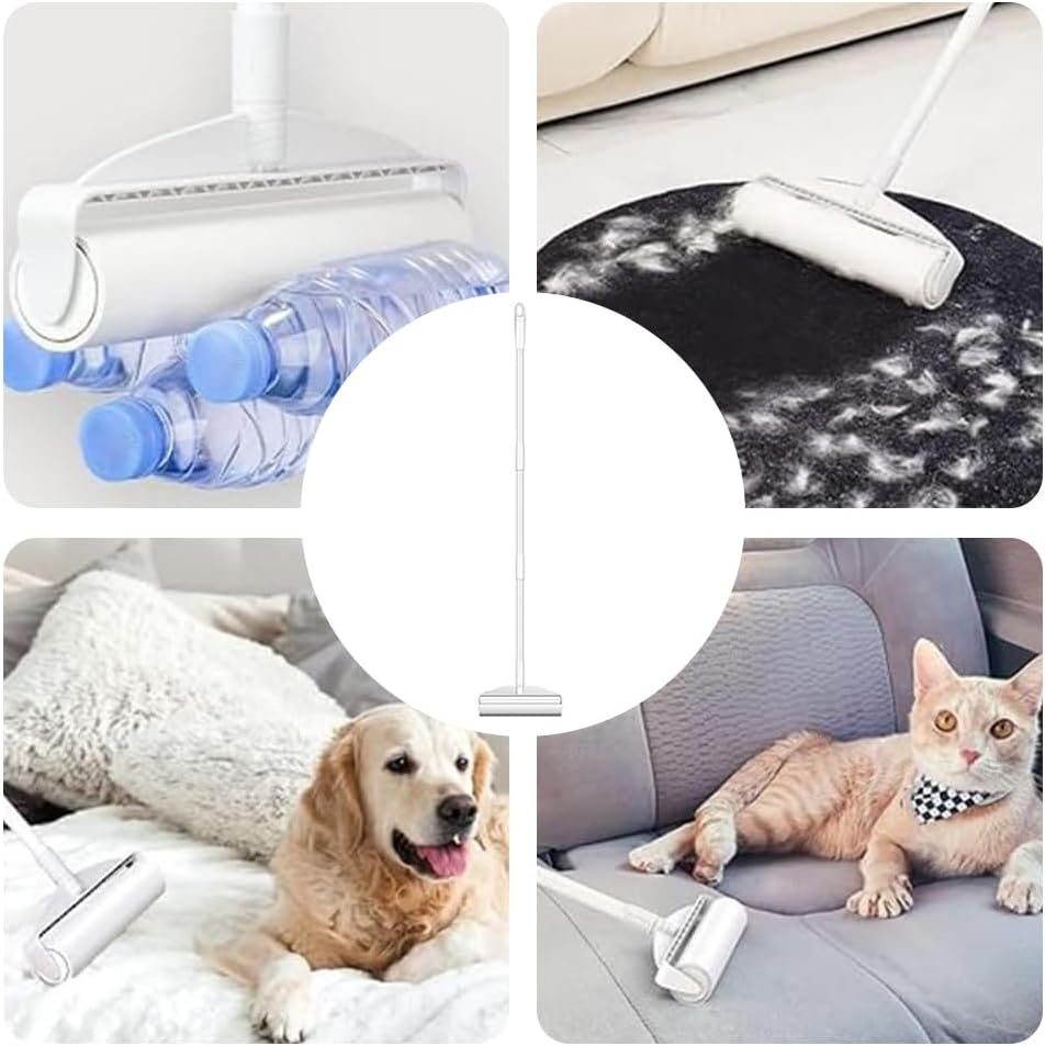 MOTRAIN Extra-Long Handle Sticky Lint Roller, Large Pet Hair Remover for Furniture, Floors & Clothes, Adhesive Refills Included, Reusable for Couches, Curtains, Carpets & Car Seats image number 1