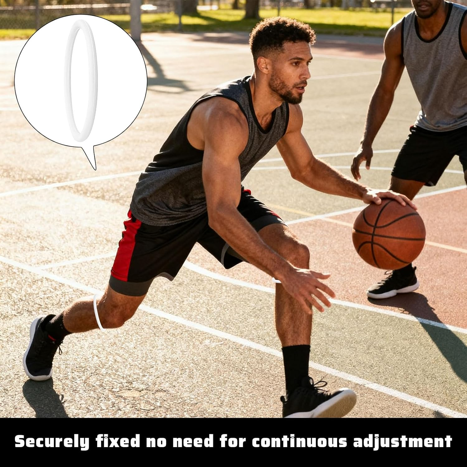 Knee Support,4 Pack Patella Knee Strap,Knee Brace,Knee Braces,Patella Fine Bands for Knee Pain Relief,Non-Slip Elastic Fixed Knee Stabilizer Rings for Soccer Basketball Running (Black & White) image number 1